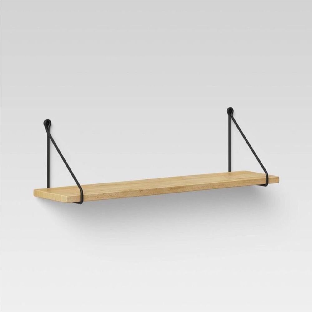 Threshold - 24" x 6" Wood Wall Shelf with Hanging Wire, Natural